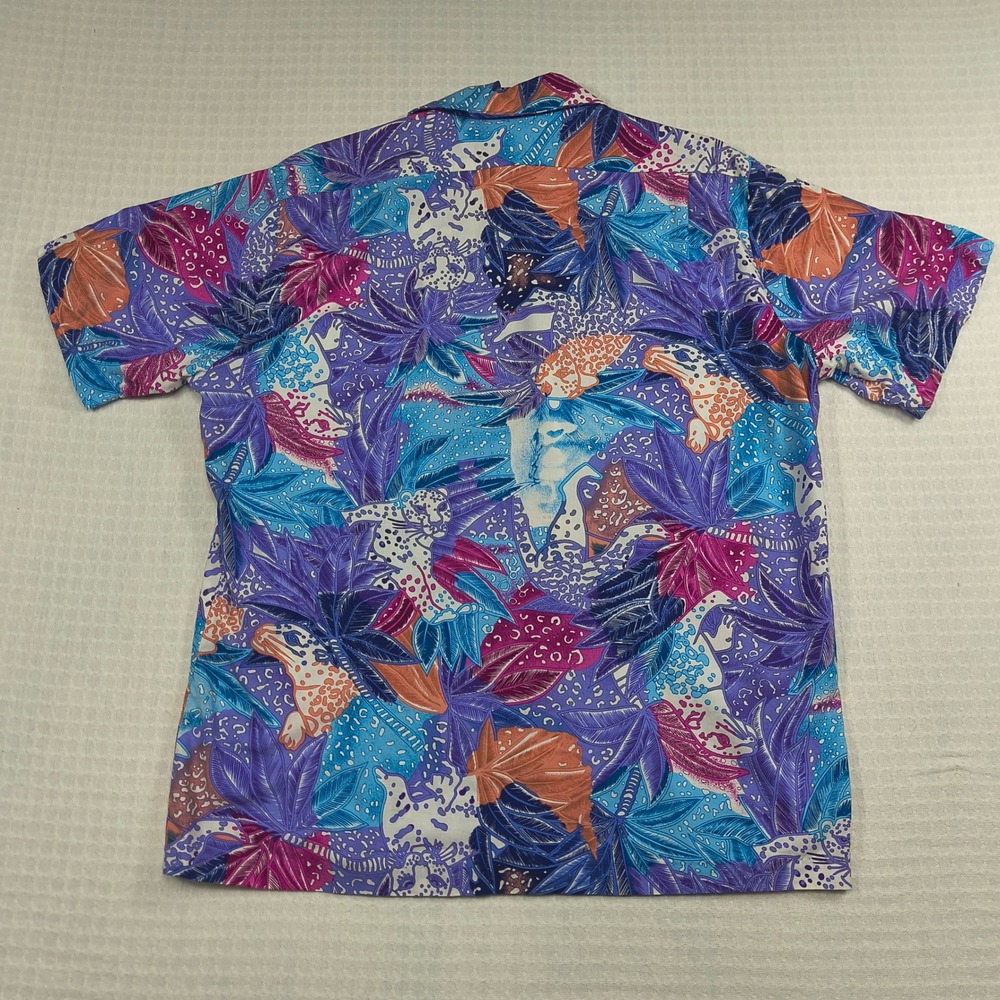 Hilo Hattie Mens XL Hawaiian Shirt Purple Leopard Jungle Print Hawaii 559 - Picture 2 of 9